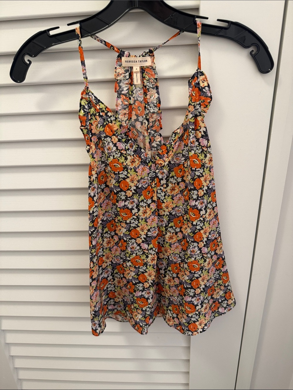 Rebecca Taylor Orange Floral Spaghetti Strap Cami